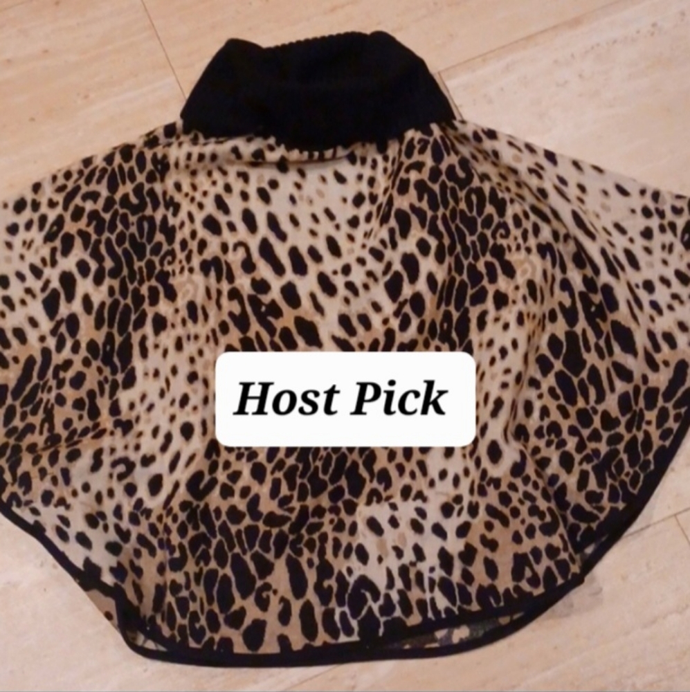 New Chico's Sable Chianti Turtleneck Animal Print Poncho